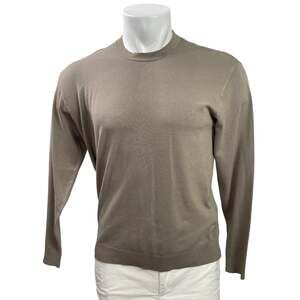 Zara Men's Tan Knit Long Sleeve Crew Neck Pullover Sweatshirt Sweater Top Size M